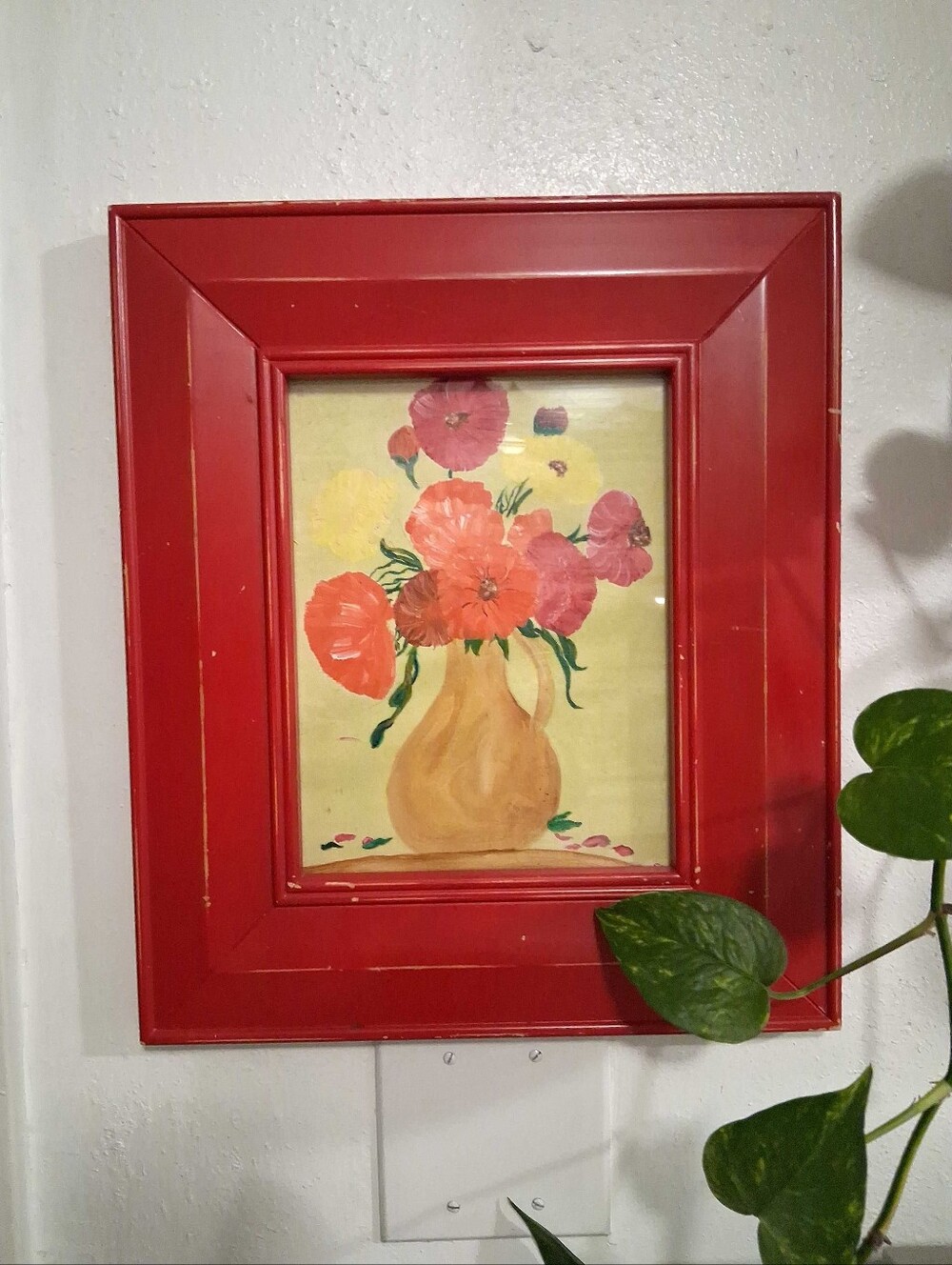 Red Framed Floral Wall Art - Home Accents